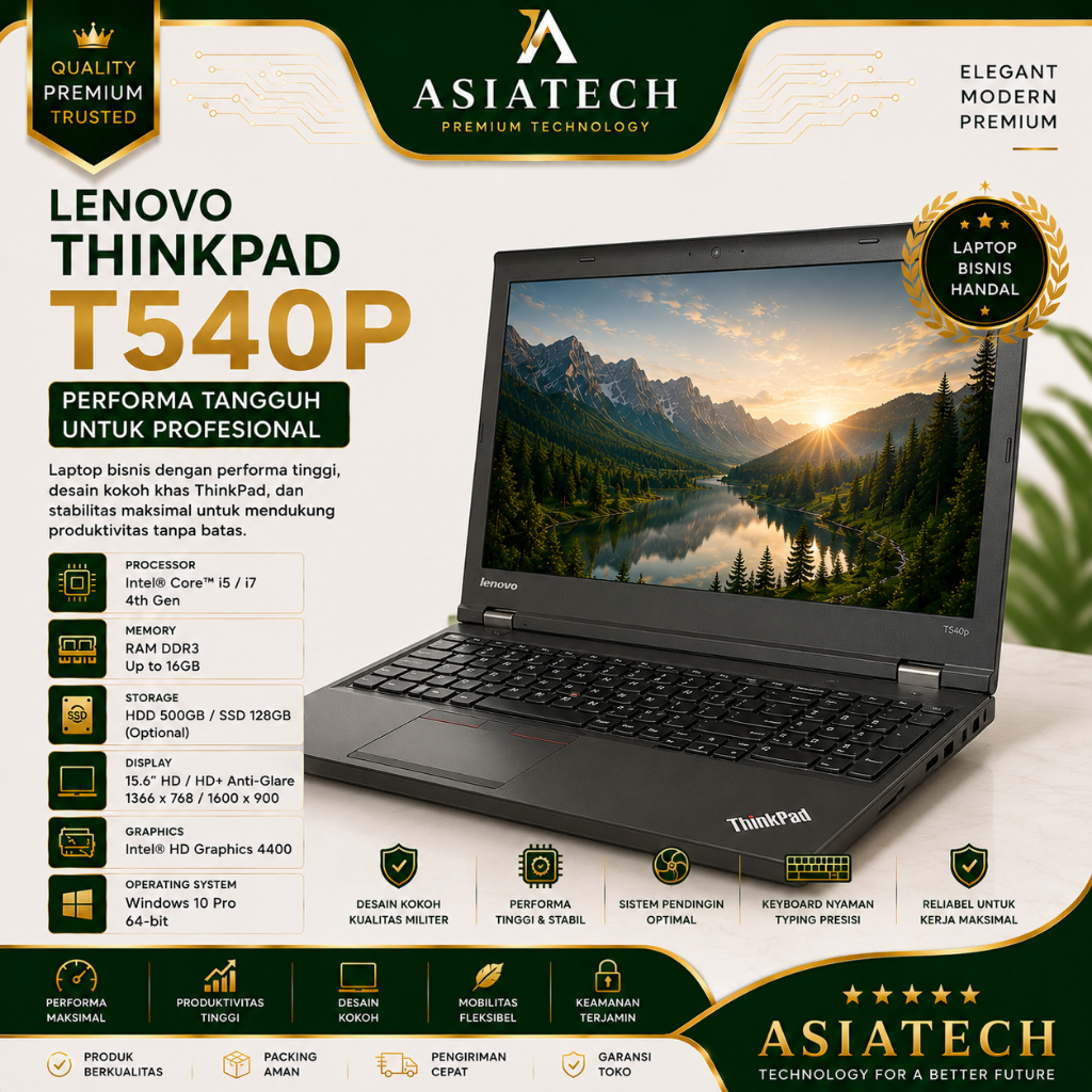 Laptop Gaming / Editing / Rendering Lenovo ThinkPad T540P Core i7 DUAL VGA Ram 16GB SD 512GB MULUS