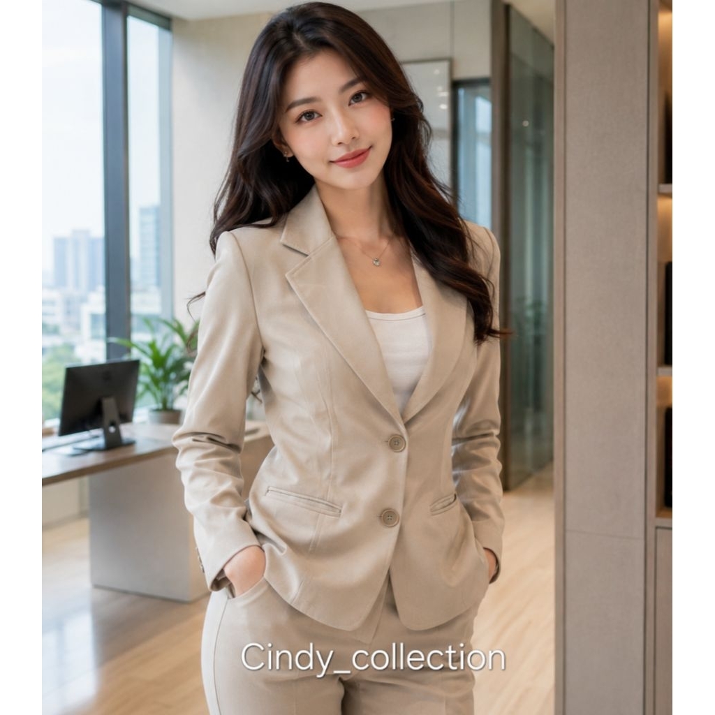 BLAZER WANITA CREAM KREM BLAZER CREAM KREM WANITA BLAZER FORMAL BLAZER KANTOR BLAZER CEWEK