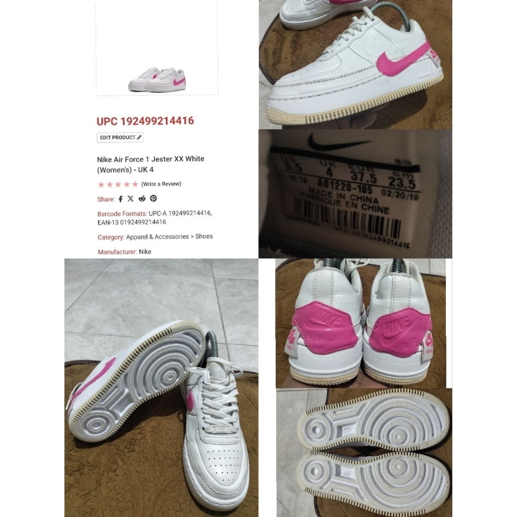 Sepatu Preloved Second Original Nike Air Force One Jester Size 37