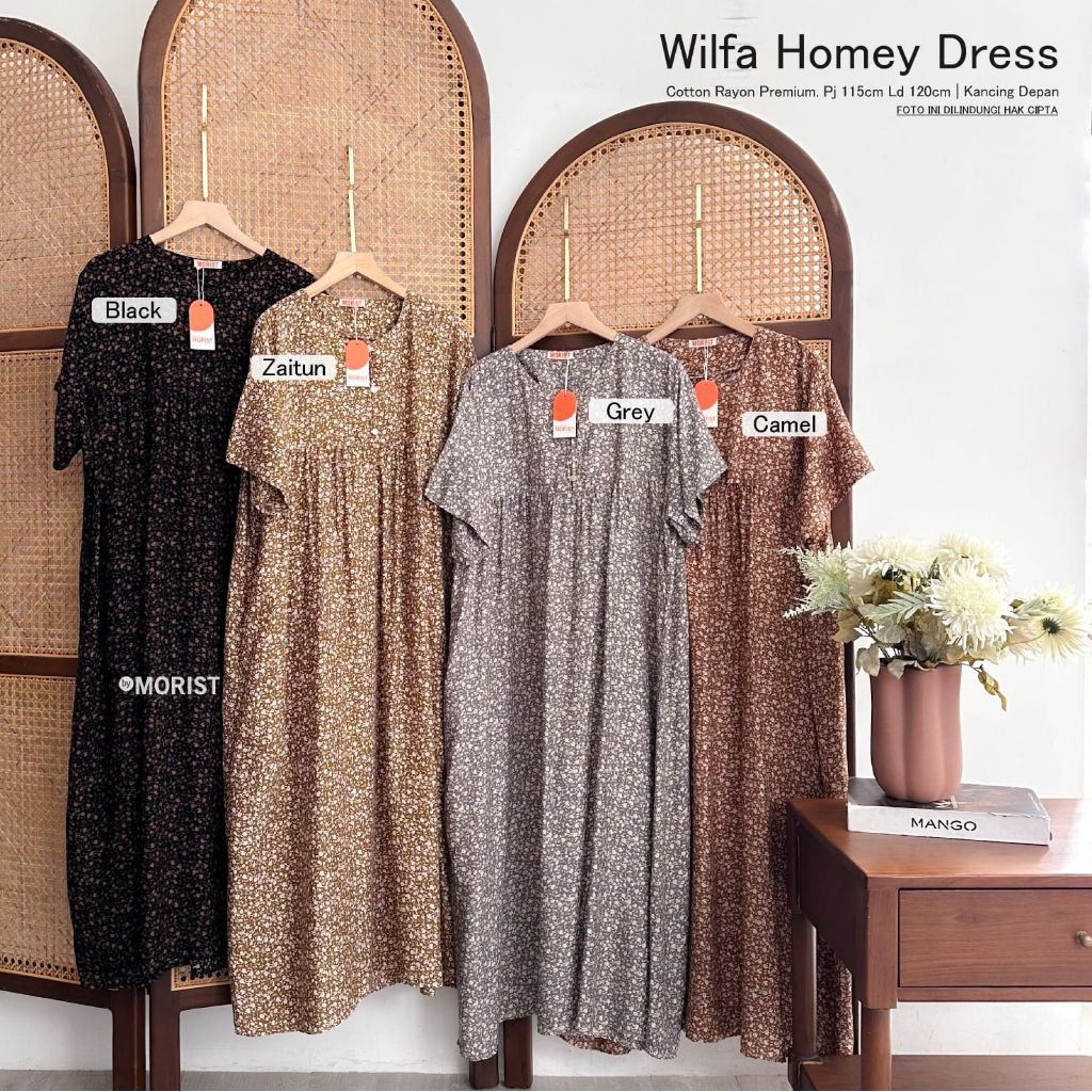 Wilfa Homey Dress Daster Pendek Premium Cotton Rayon Original Morist Berlabel
