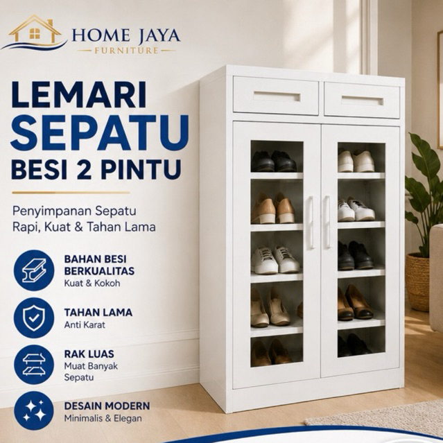 LEMARI SEPATU BESI TEBAL / LEMARI SEPATU BESI 2 PINTU