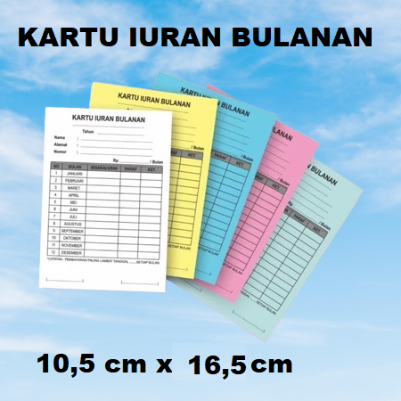 1 PCS KARTU IURAN SPP RT SEKOLAH TK SD SMP SMA lNFAQ LES BIMBEL NGAJI KELAS SEKOLAH MADRASAH KAS KEL