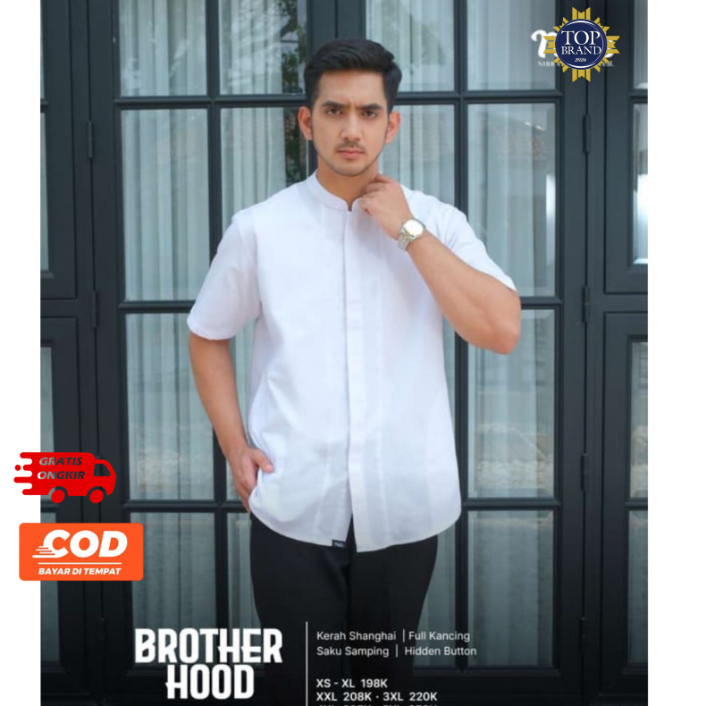 [READY] BAJU KOKO PUTIH NIBRAS LENGAN PENDEK BROTHERHOOD 004 white