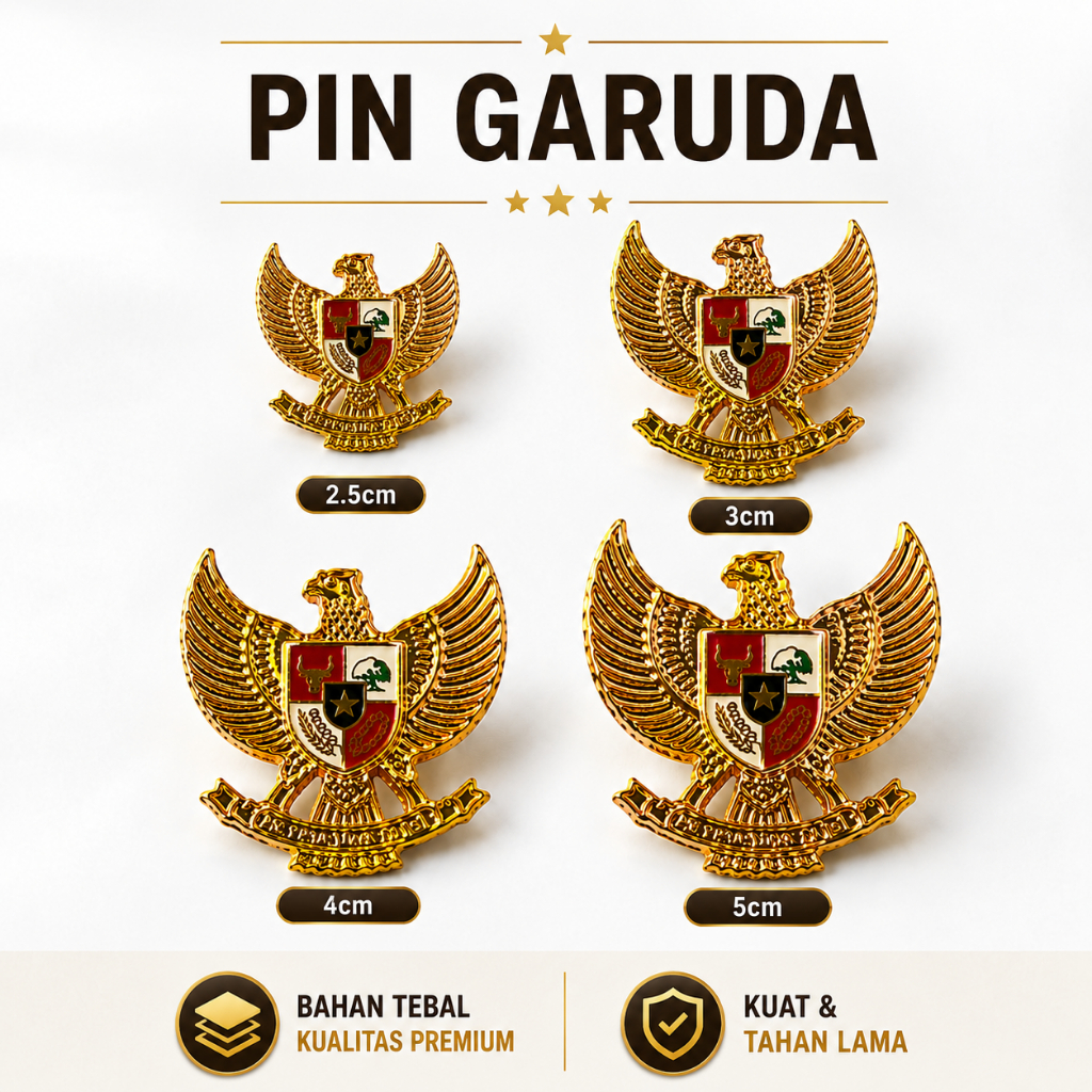Pin Garuda Kuningan Emas Kecil Besar | Pin Bros Peci Paskibra Garuda