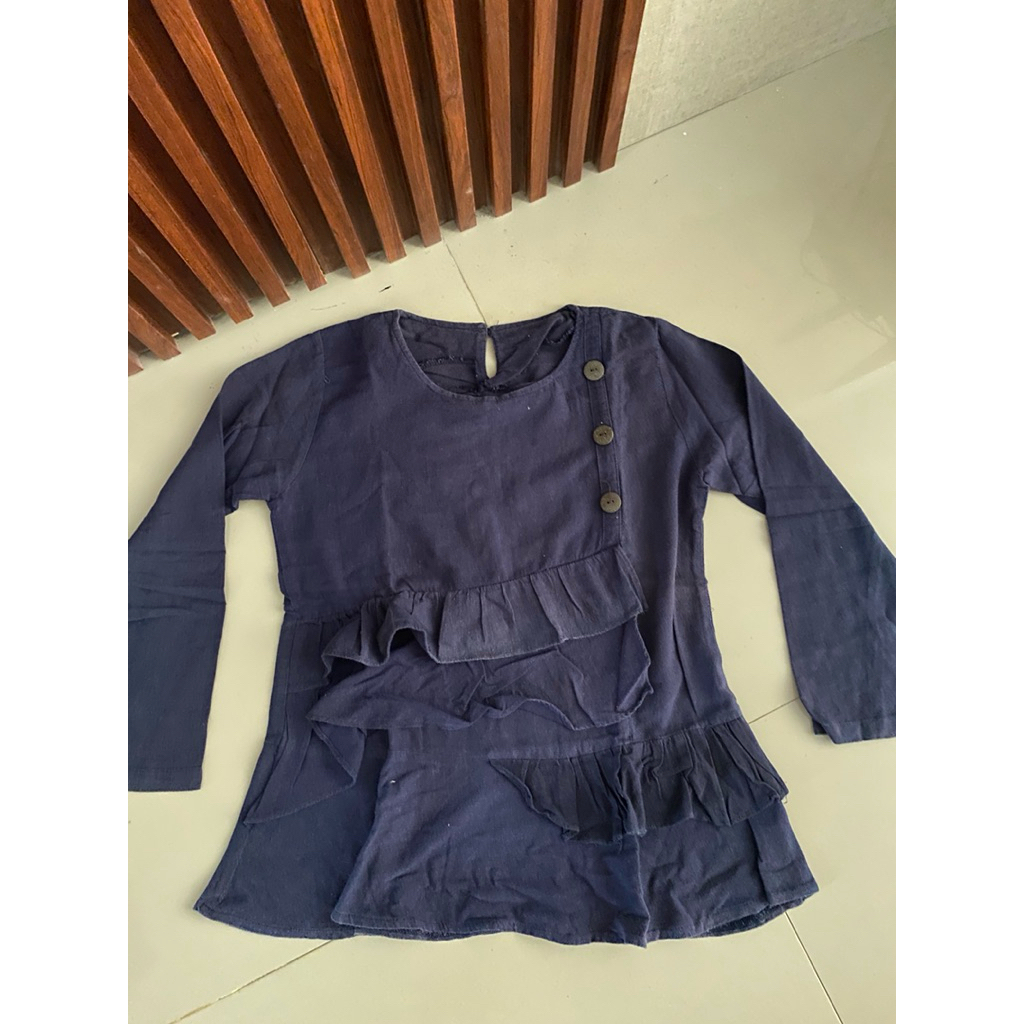 [PRELOVED] Blouse Linen Navy