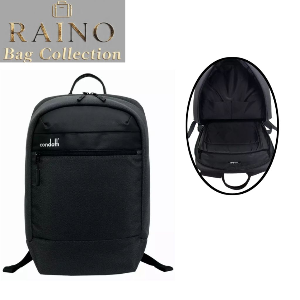 Tas Ransel Kerja Condotti 16 Liter Muat Laptop Backpack Pria Super Light Daily Kuliah Travel - Dark 