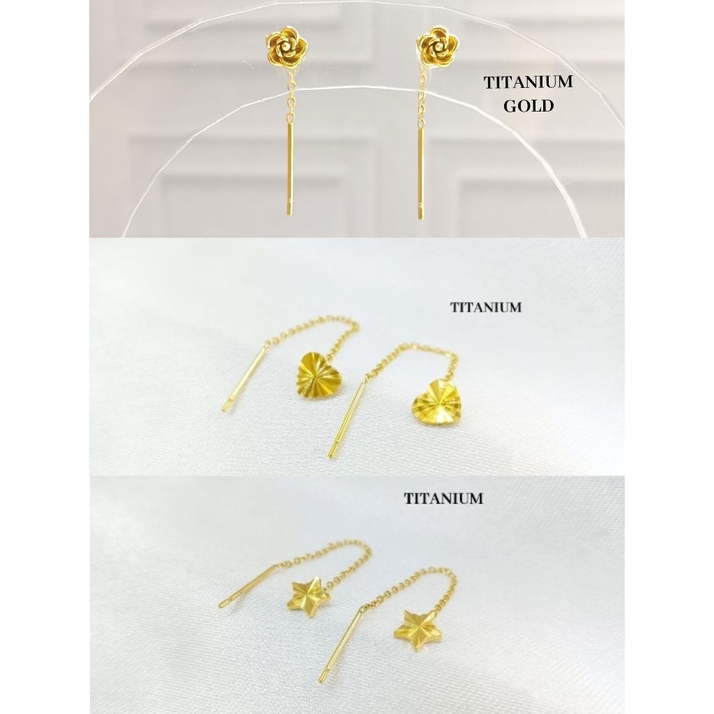 anting bintang dan love ukir titanium