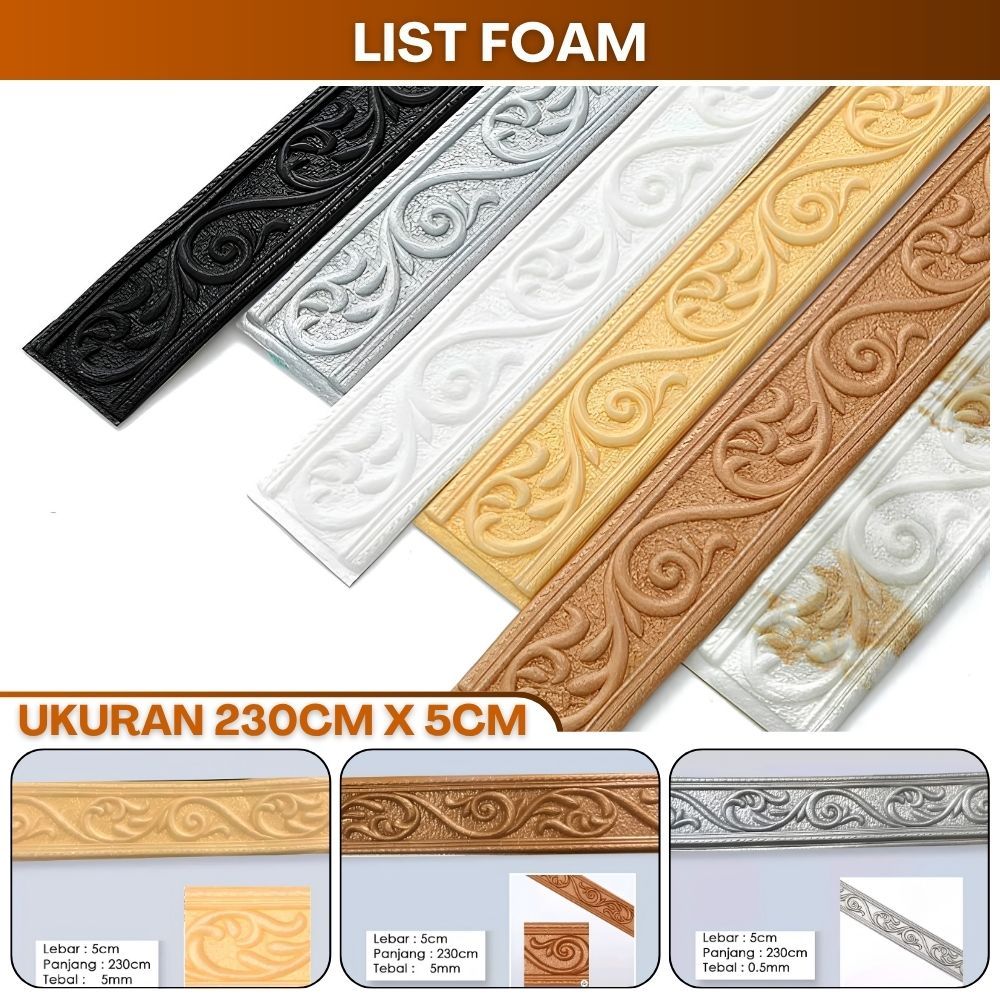 Wallpaper List Foam Lis Moulding Tebal Wall Border Pembatas Plafon Dengan Perekat Diri Tahan Air
