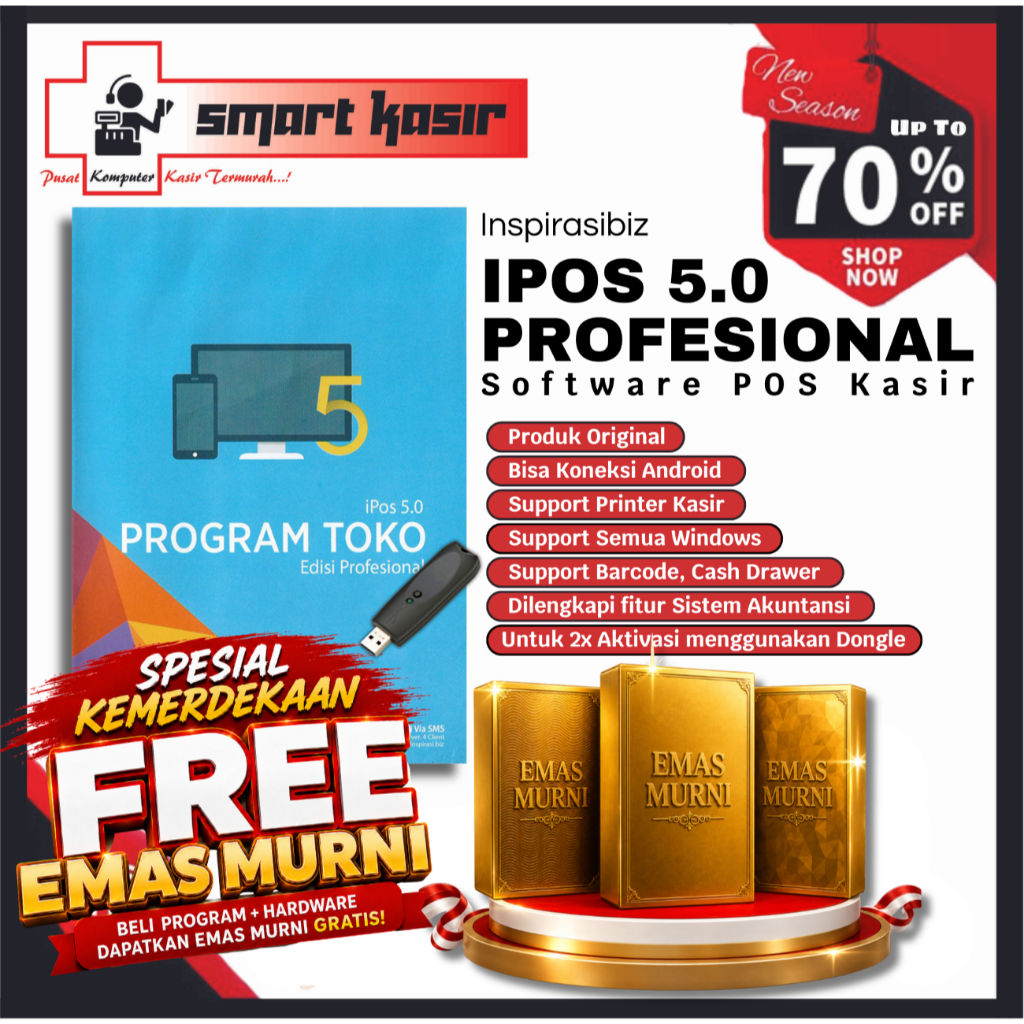 Program Kasir Toko IPOS 5.0 Profesional (Dongle Edition) | Program Kasir IPOS 5 Profesional DONGLE |