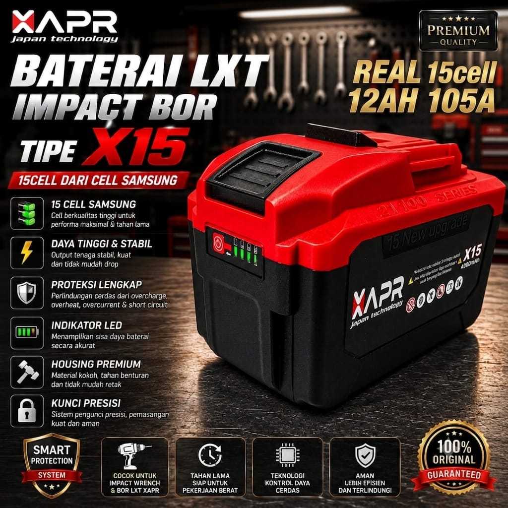 BATERAI LXT GTOOLS DAN XAPR 3CELL-15CELL KODE 88VF 99VF 128VF UNTUK SEMUA PRODUK BOR GERINDA IMPACT