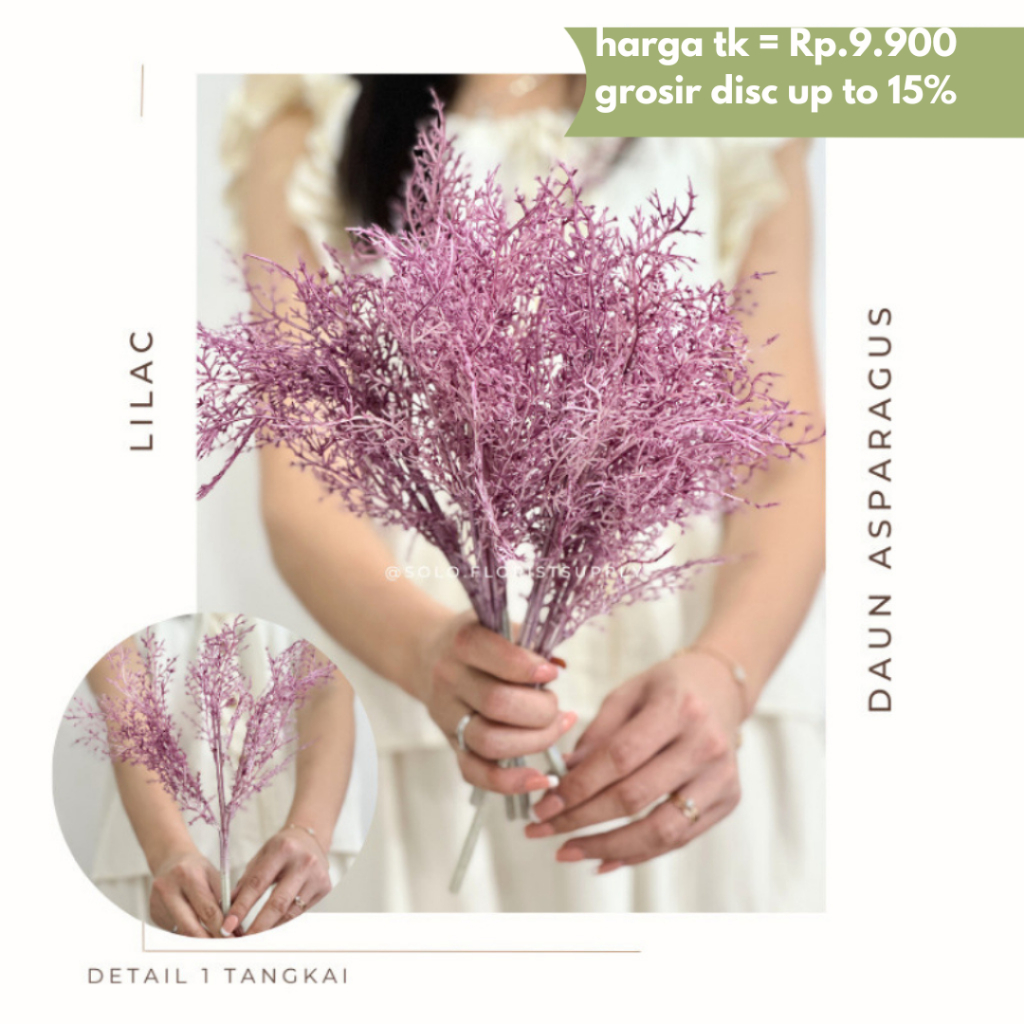 DAUN ASPARAGUS 1 Pcs Misty Pine Leaf X5 Daun Cemara Asparagus Artificial Hiasan Kamar Tidur Ruang Ta
