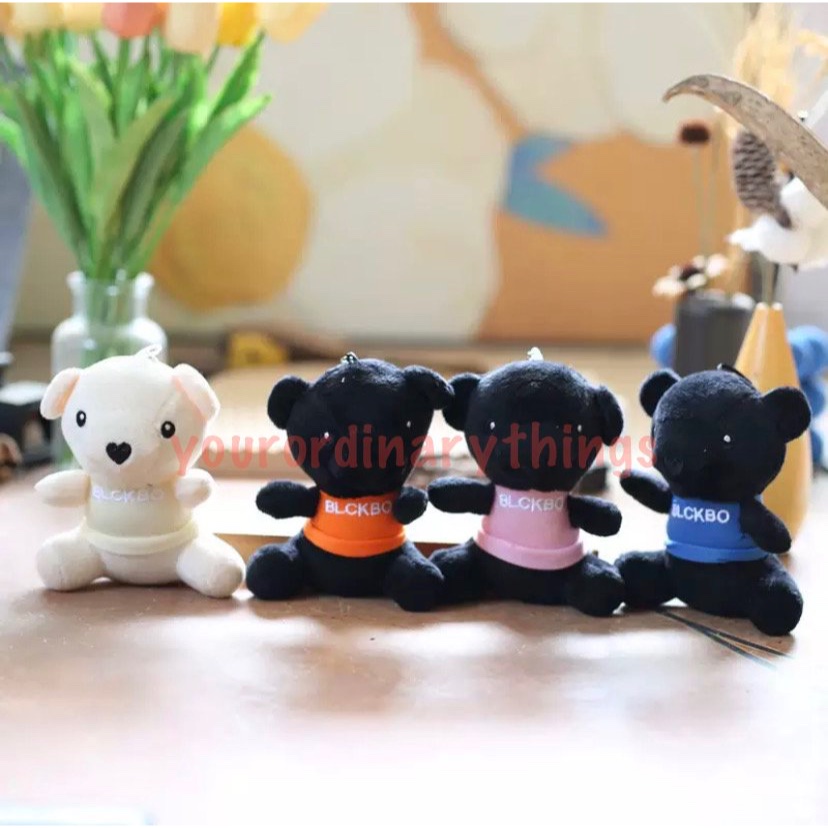 Gantungan Kunci Boneka Beruang Krem & Hitam Hidung Love | Keychain Lucu Estetik | Aksesoris Tas & Ku