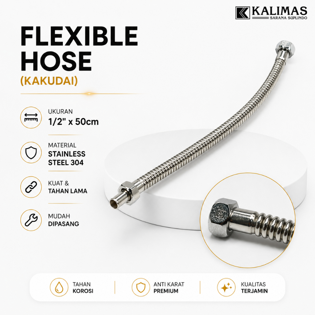 Flexible Hot Water Hose (KAKUDAI) d. 1/2" x 50 CM | Hose Water Heater