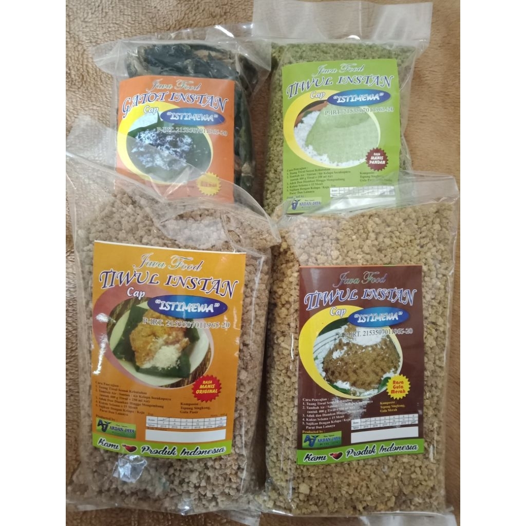Paket Nasi Gatot Tiwul Instan Gula Merah Manis/Original/Pandan - 400g, Praktis & Kenyal