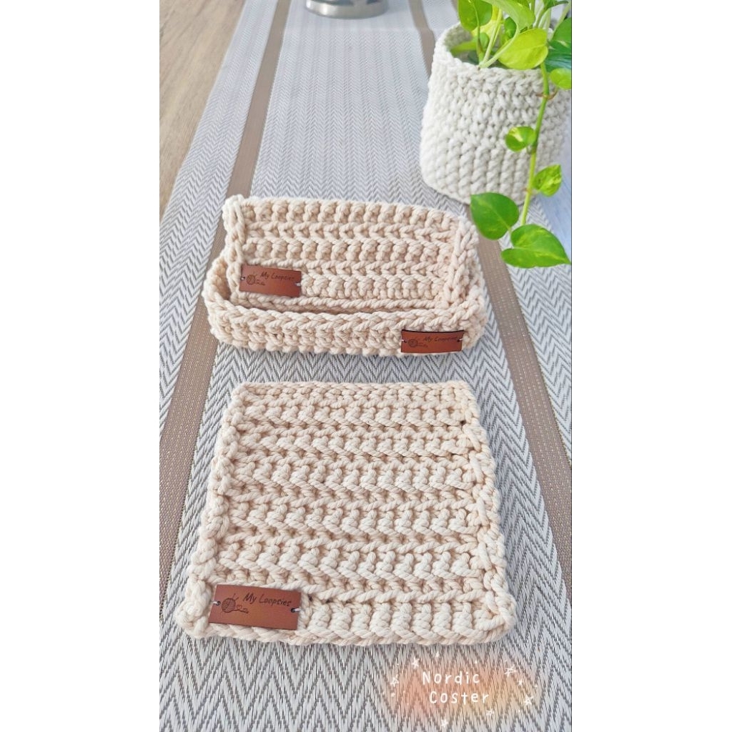 coaster rajut aesthetic | tatakan gelas rajut | SET Crochet coaster