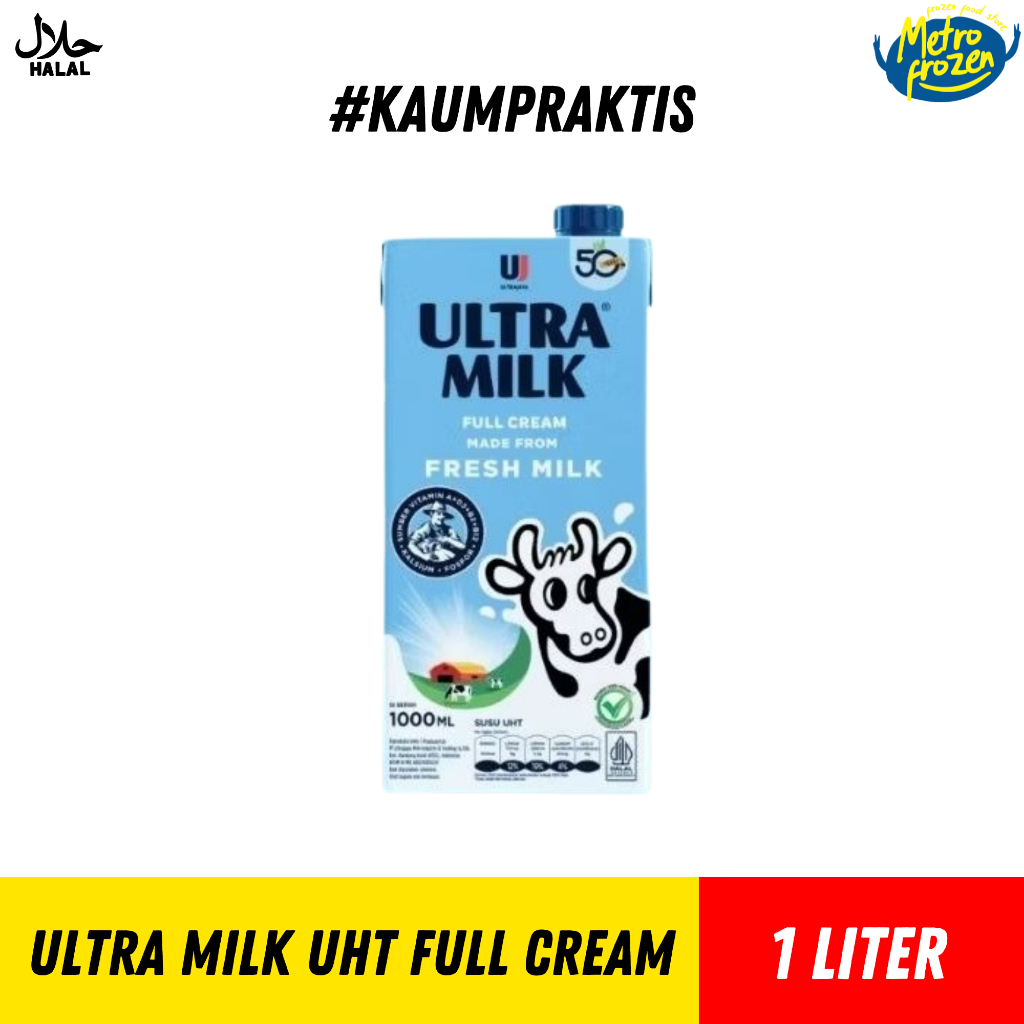 ULTRAMILK UHT Full Cream Plain 1liter //susu full krim putih //uht full cream plain