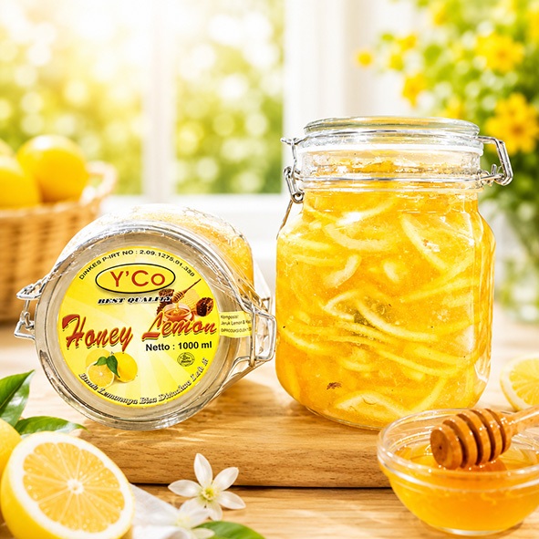 Y'co Lemon Madu / Honey Lemon 1000 ml Asli Medan Homemade Premium I Sirup Buah Lemon Asli Segar 100%