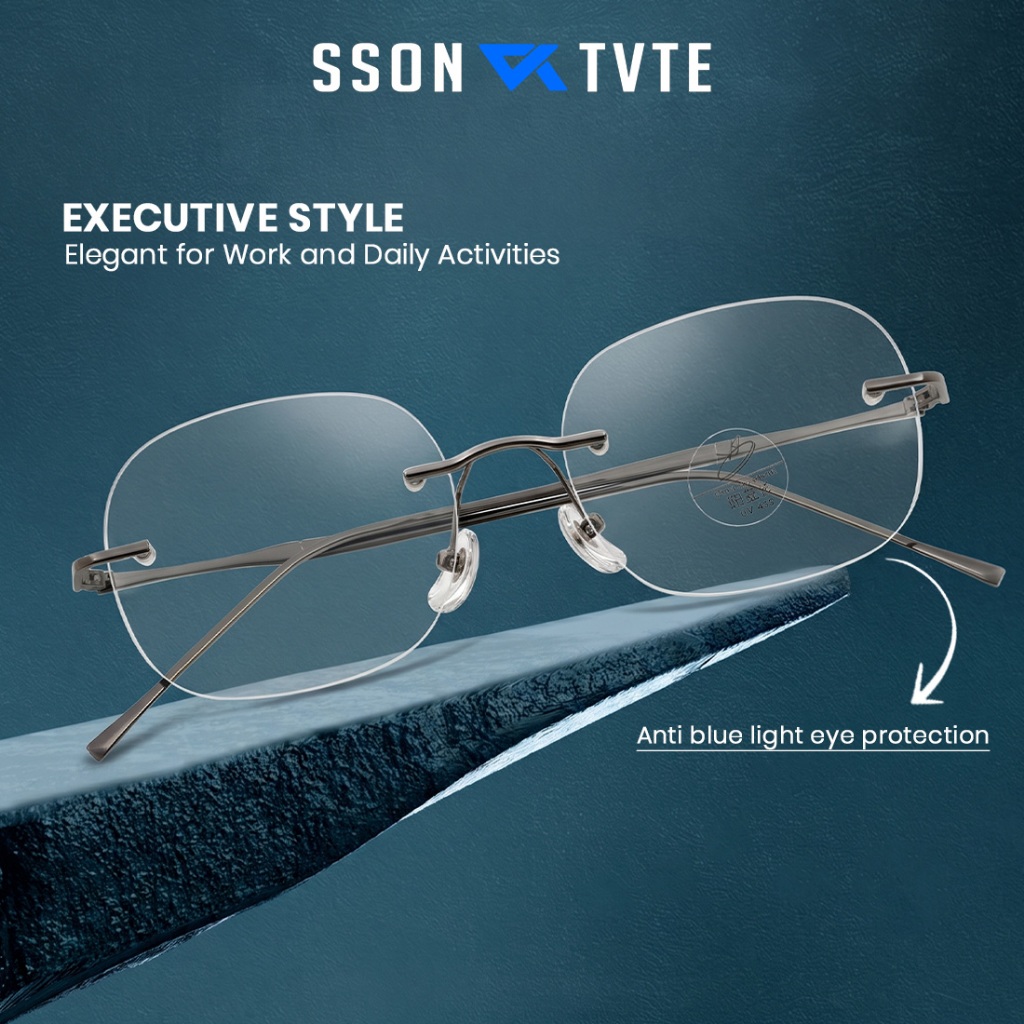 SSON TVTE Kacamata Photocromic Minus Bluecromic Anti Radiasi Blueray Kaca Mata Optik Wanita Pria Rim