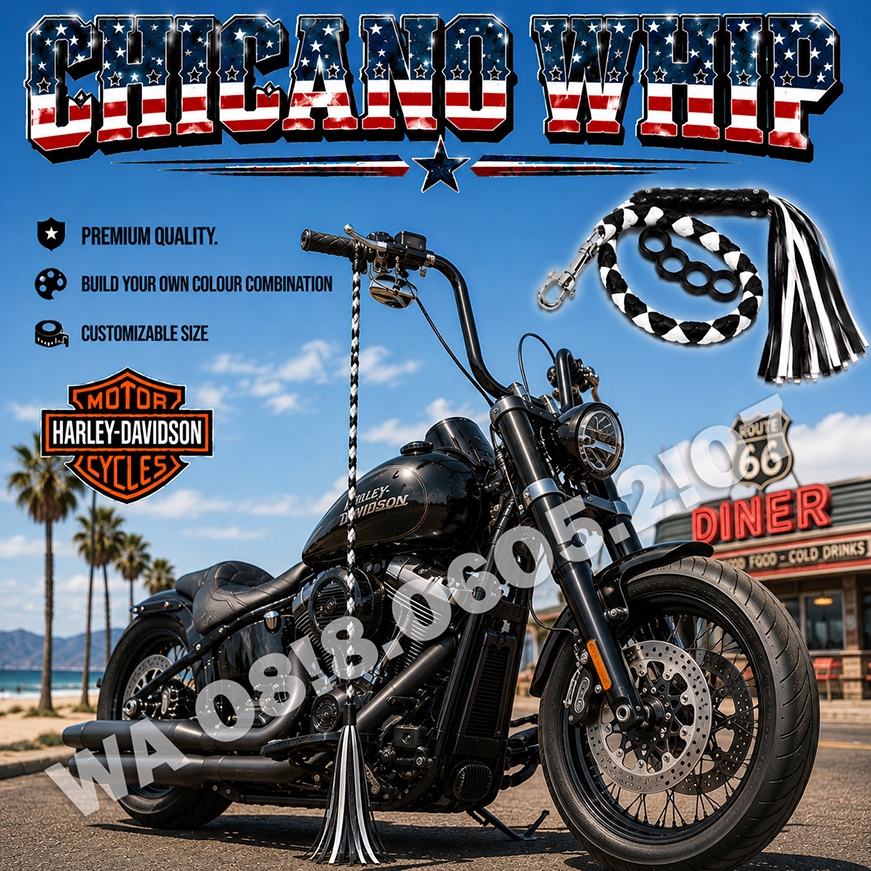 Cholo Style Harley Whip Leather Braided Untuk Ape Hanger