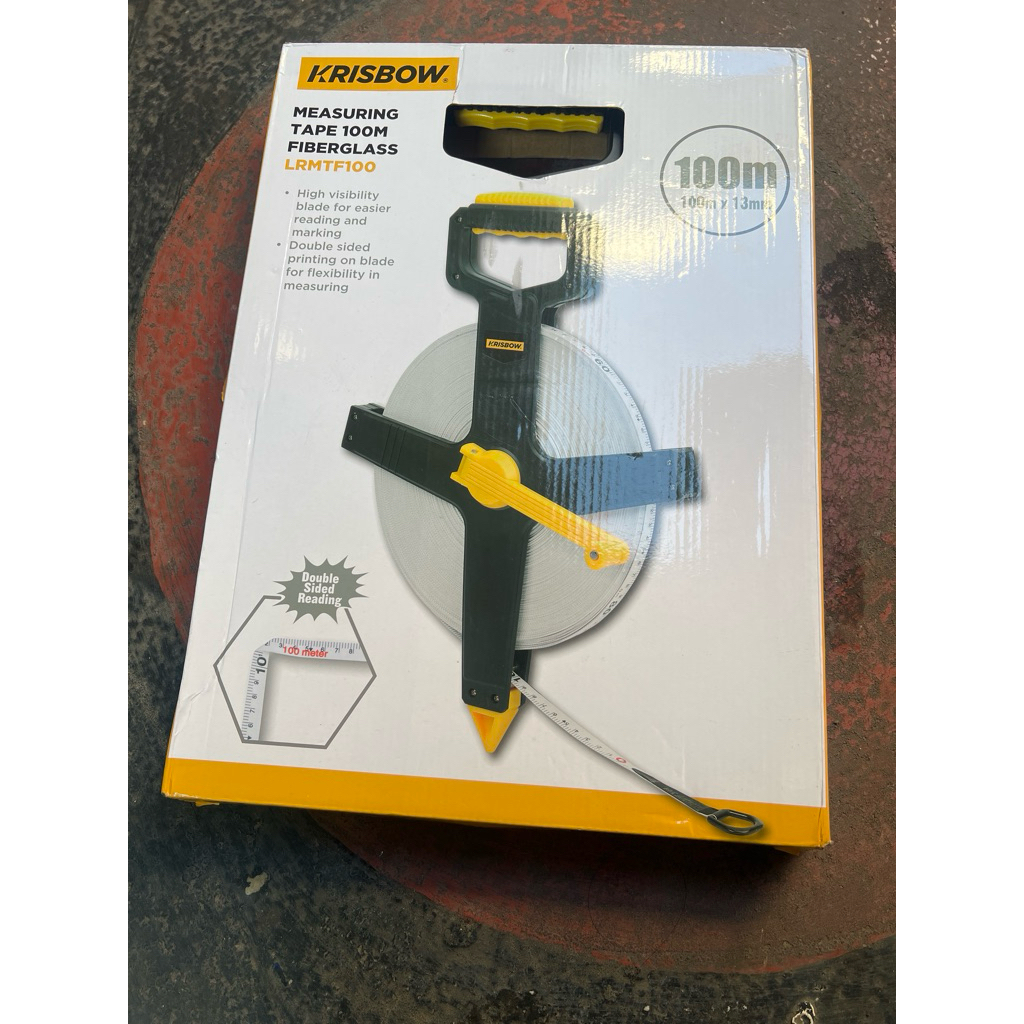 Meteran Gulung / Roll Meter (Measuring Tape) 100m Fiberglass merk Krisbow