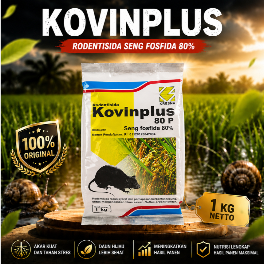 KOVINPLUS 80 P 1 KG ORIGINAL RODENTISIDA RACUN TIKUS SAWAH SENG FOSFIDA 80% KRESNA