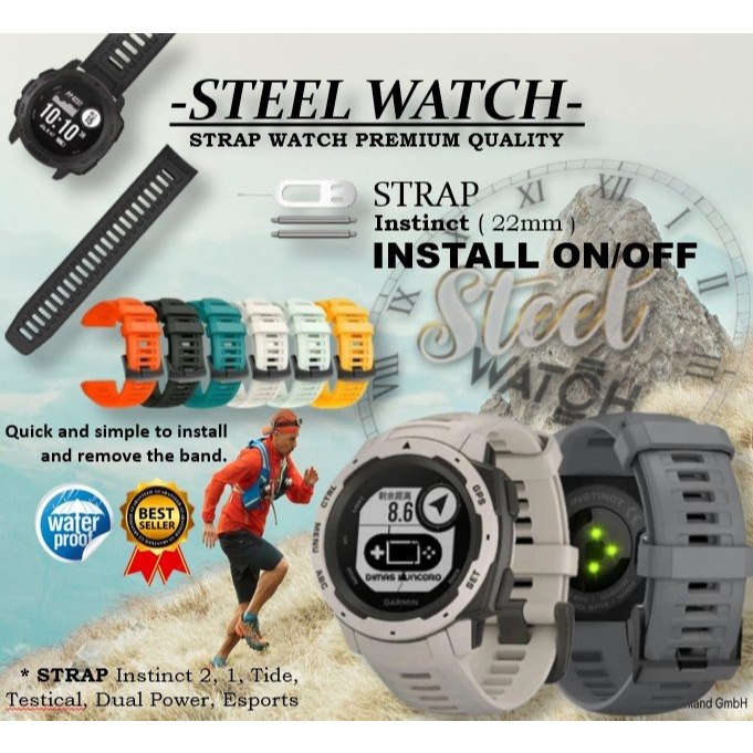 Strap  Jam Pengganti Garmin Instinct / Garmin Instinct 2 Bahan silicone SteelWatch