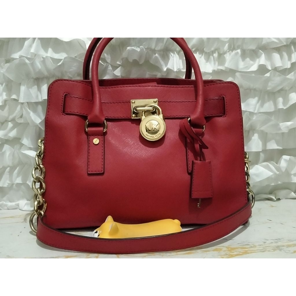 Tas MK Michael Kors Hamilton Satchel Saffiano Leather