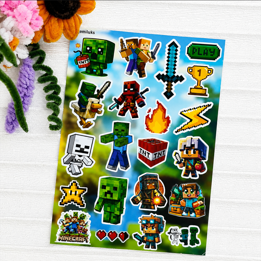 [ISI 22 PCS MINECRAFT ]stiker minecraft vinyl glossy kisscut #stikerlaptop stiker anak