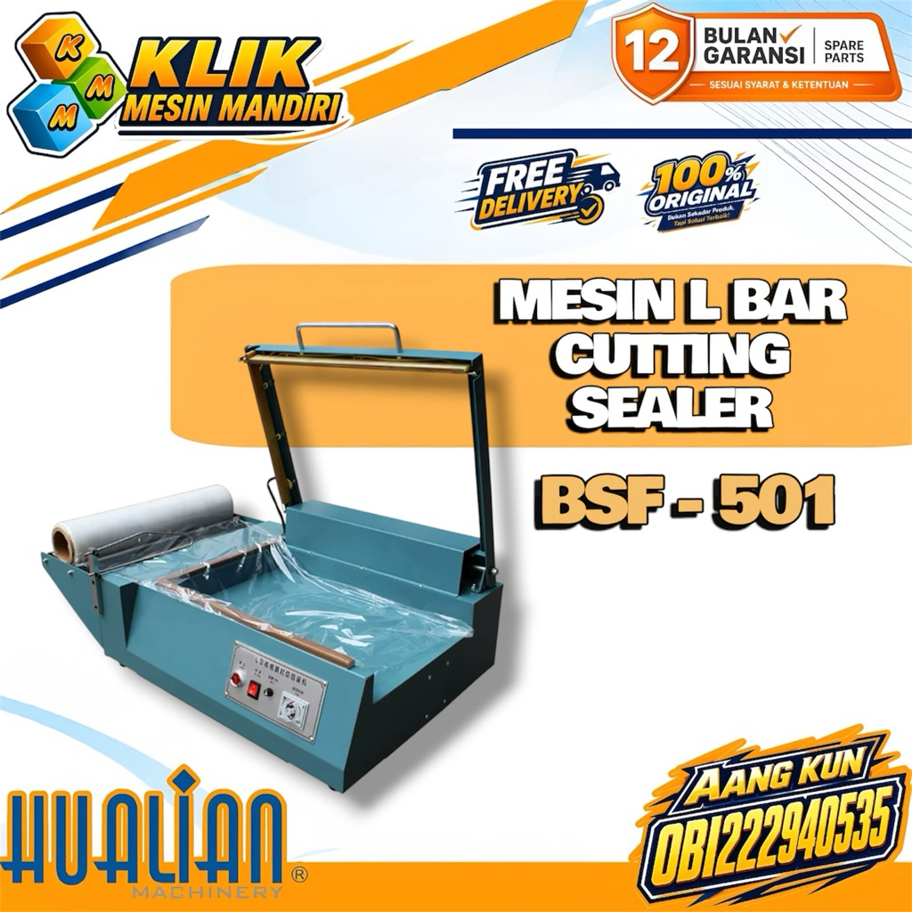 Mesin L Bar Sealer Cutting Plastik Wrapp Shrink Mesin Potong Plastik Hualian