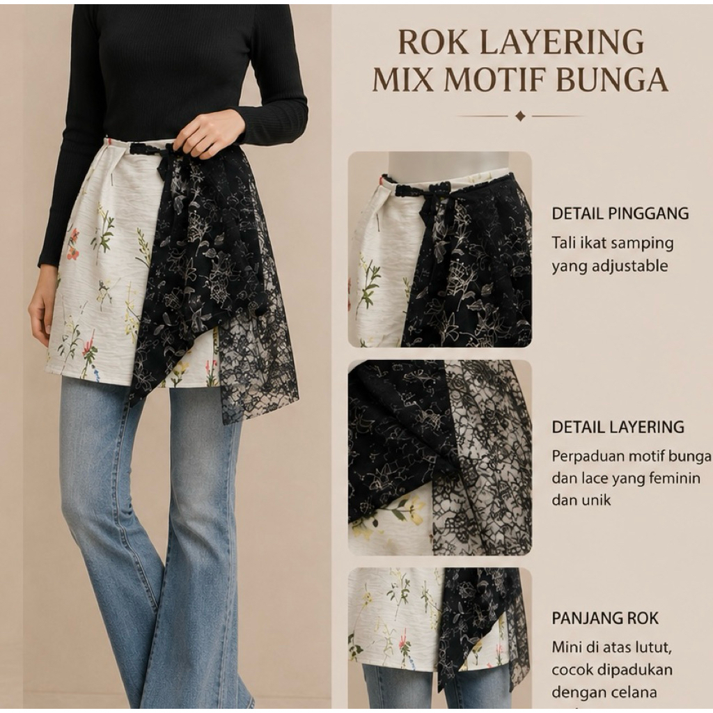 rok layering mix motif bunga