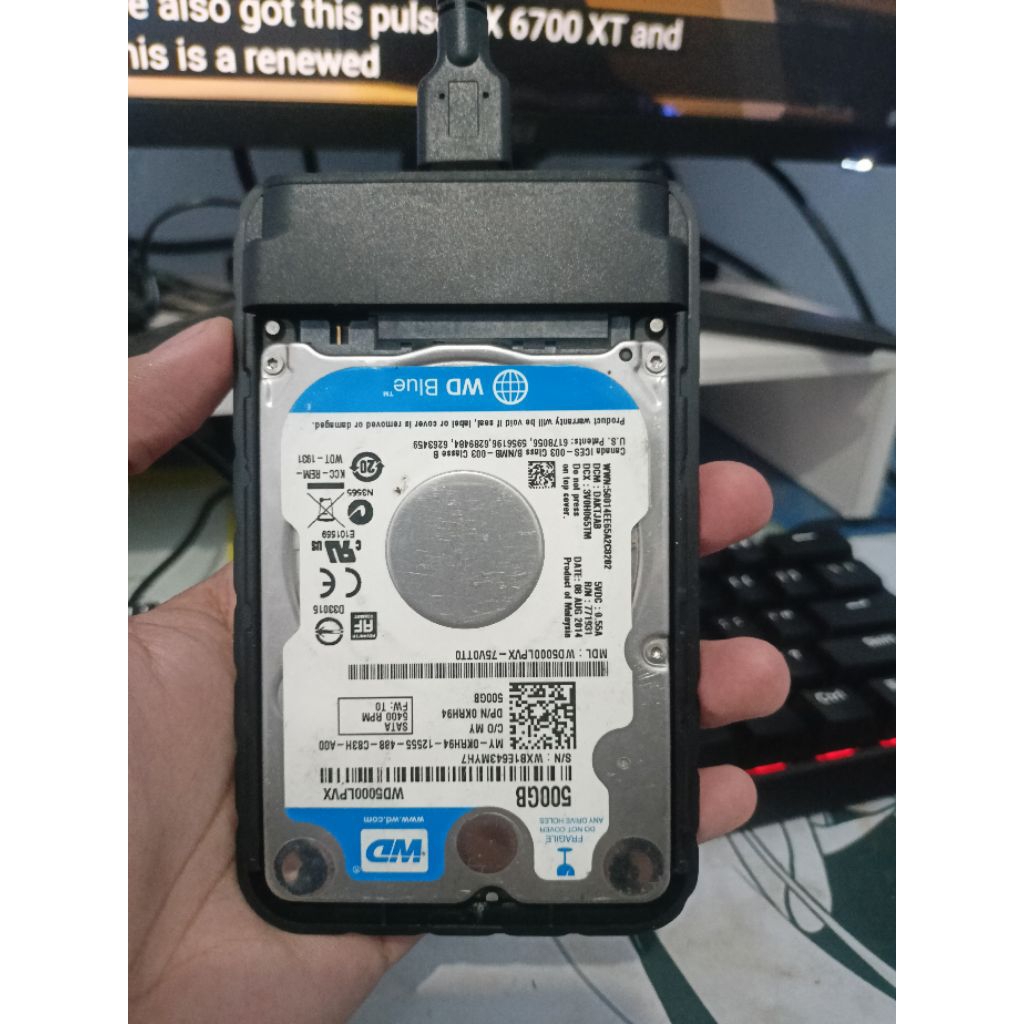 HDD WD Blue 500GB + Case Orico
