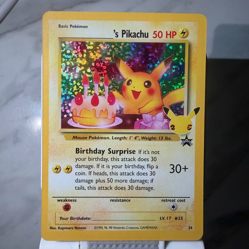 Pikachu Birthday 24/53 25th Anniversary celebration Vintage Kartu Pokemon English TCG
