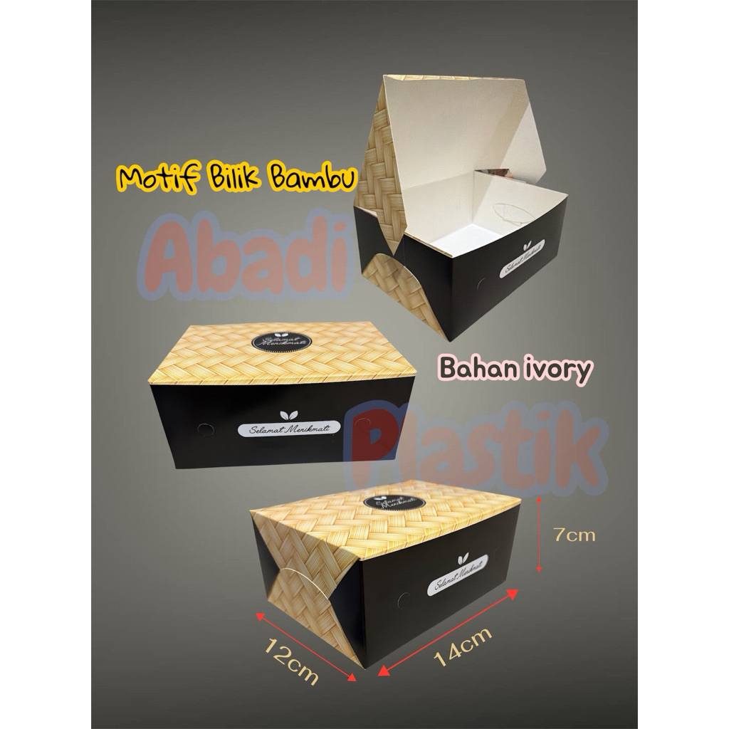 ( DUS KUE PREMIUM )MOTIF BILIK BAMBU / DUS KUE/SNACK IVORY MOTIF 12x14/ DUS SNACK/ KOTAK ROTI UKR 12