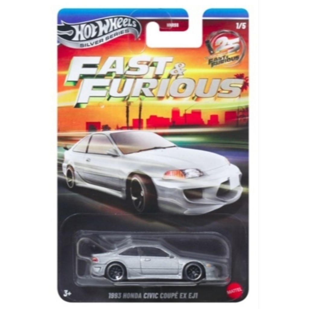 hotwheels 1993 honda civic coupe ex ej1 ff silver aniversary