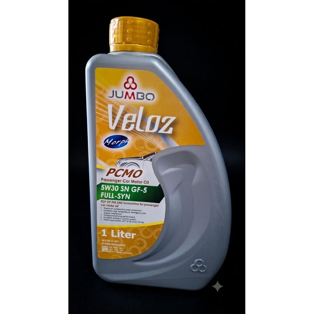 Oli Mesin Mobil JUMBO Veloz Morph 5W30 SN GF-5 Full-Syn (1 Liter)