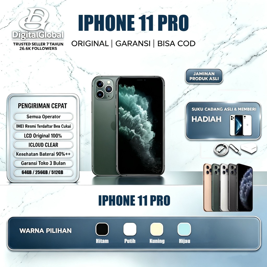 IPHONE 11 PRO & 11 PROMAX Second inter Normal Pro Max 64GB 256GB 512GB Bekas digitalglobal