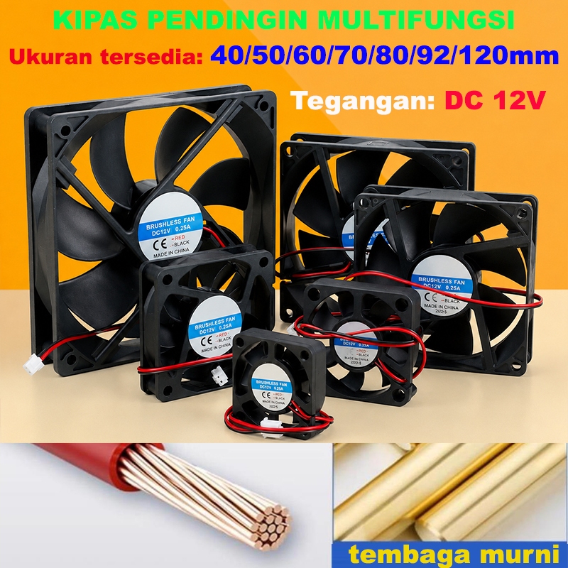 kipas pendingin 12V komputer mobil motor elektronika lainnya universal 12cm 9.2cm 8cm 7cm 6cm 5cm 4c