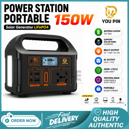 You Pin Portable Power Station Mini Solar Generator Outdoor 100W/150W for Camping Travel