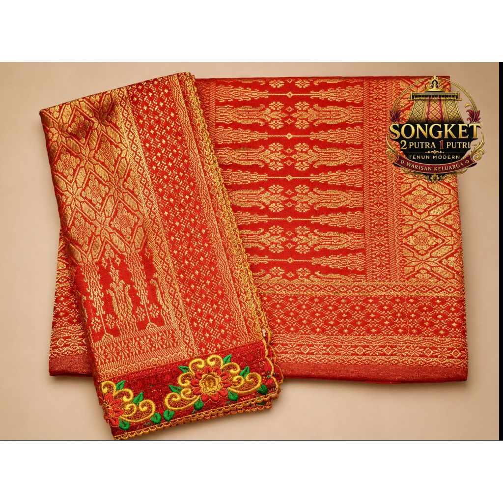 Songket suji palembang asli, bakal rok dan selendang warna indah dan anti luntur jika di cuci