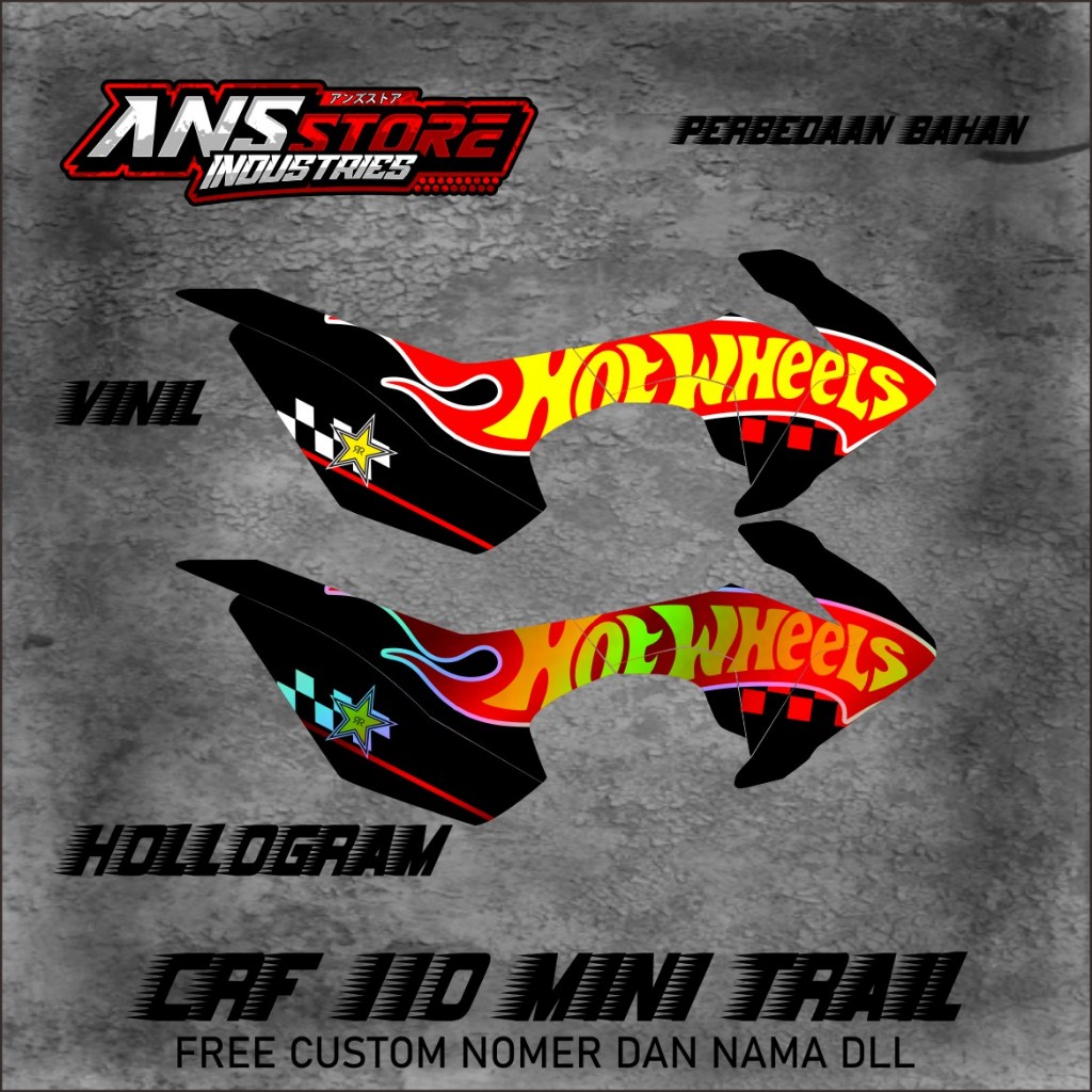 DECAL STICKER CRF 110 MINI TRAIL DECAL STIKER MOTOR BISA GANTI NOMOR NAMA