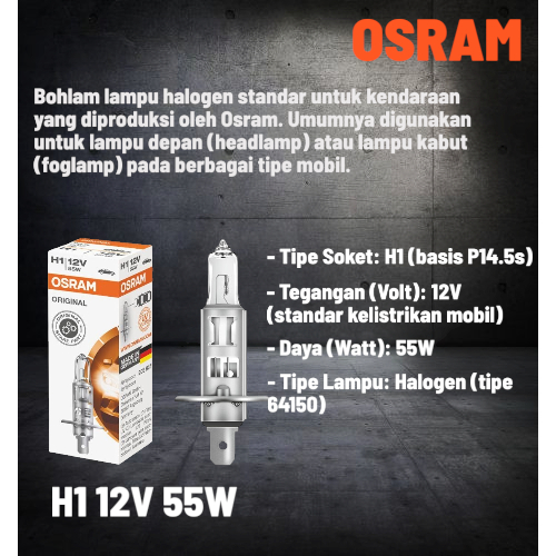 OSRAM H-1 H1 12V 55W 64150 Bohlamp Lampu Depan Jauh Chevrolet Captiva 2012