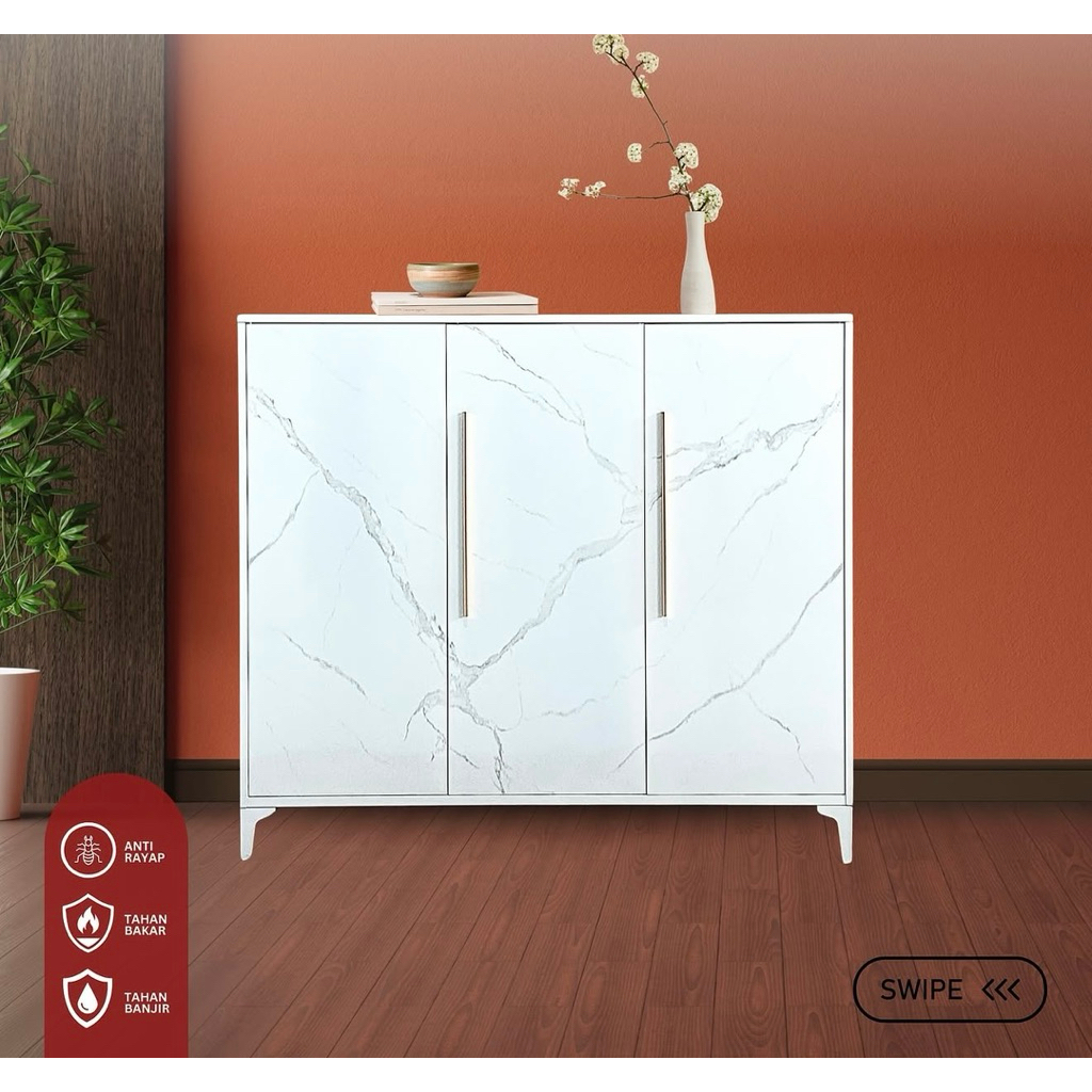 SALE Bufet Besi - Lemari Penyimpanan Besi / Lemari Sepatu Besi Jumbo / Lemari Sepatu 3 Pintu