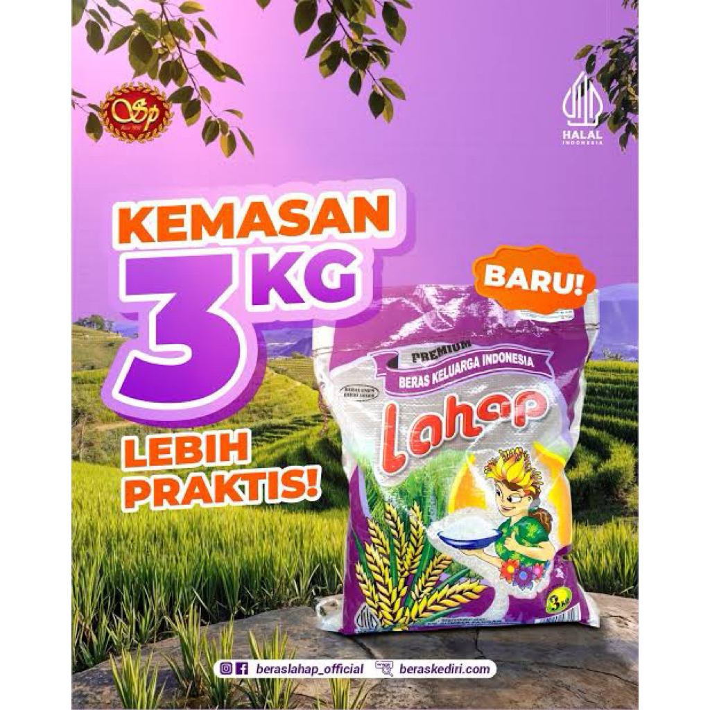 Beras Lahap Wanita 3kg - Premium Pulen, Kemasan Praktis, Siap Langsung Dikirim