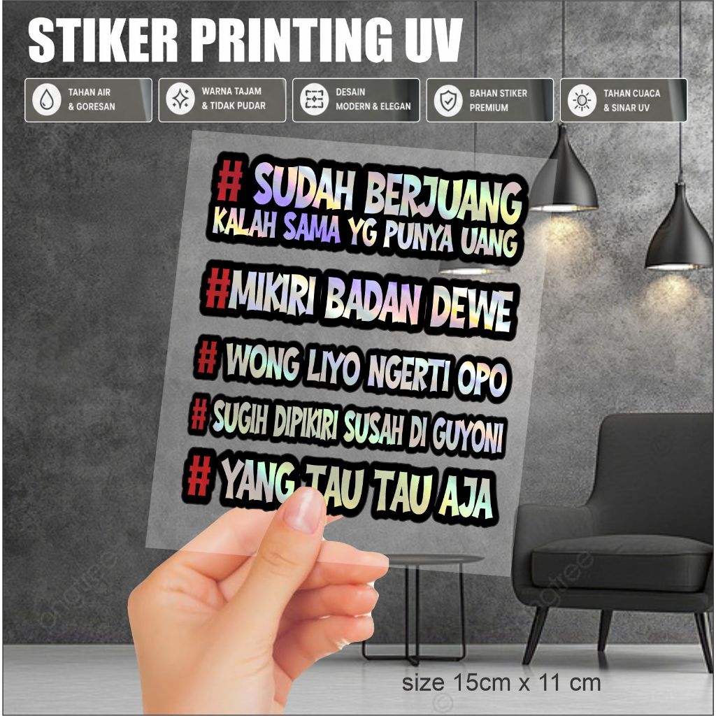 5pcs atiker kata kata viral jawa,stiker kata kata keren,sudah anti air