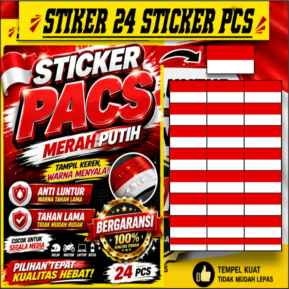Stiker Pipi Merah Putih - Stiker Bendera Merah Putih Pipi