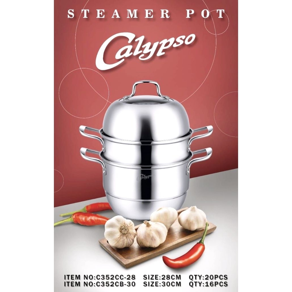 PANCI KUKUSAN CALYPSO 28 CM SUSUN 3 STAINLESS STEEL / STEAMER SUSUN 3 CALYPSO