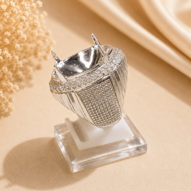 Ring/Emban Cincin Alpaka Jumbo Mewah - Oval 25x18 mm