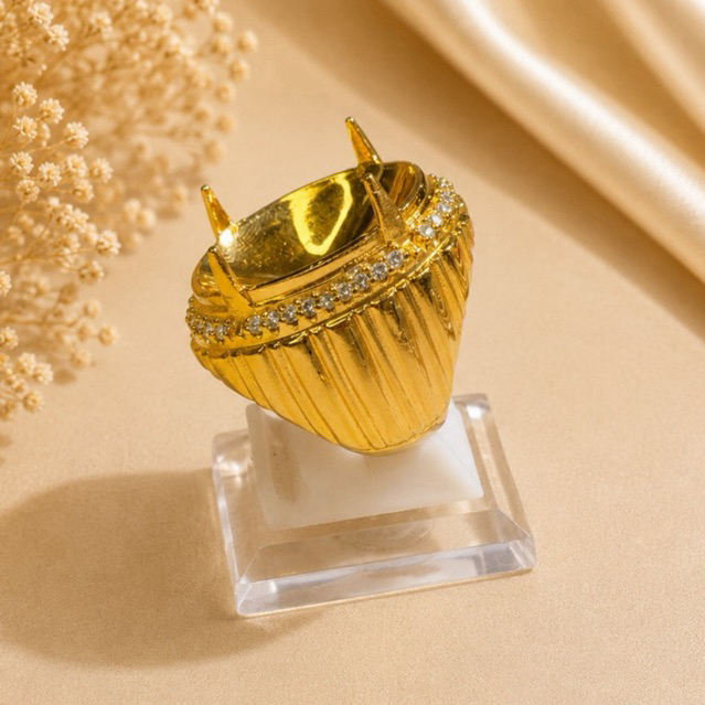Ring/Emban Cincin Alpaka Jumbo Mewah - Oval 25x18 mm