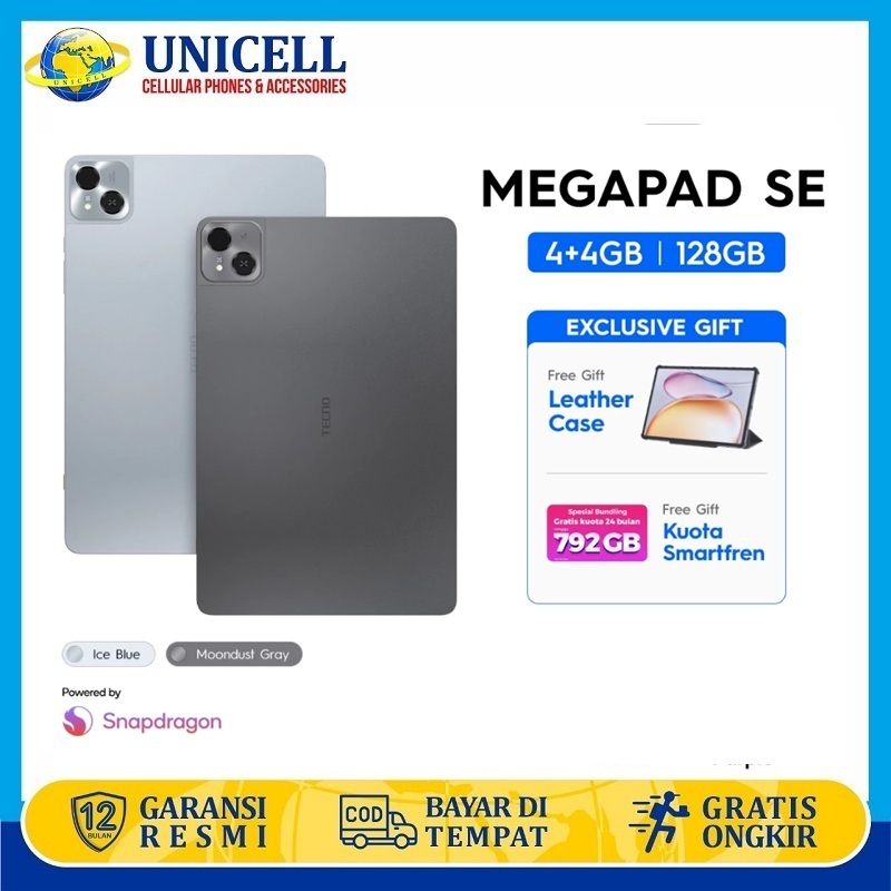 TECNO MEGAPAD SE LTE RAM 4/128GB Layar 11 Inci Qualcomm Snapdragon 685, 8000mAh