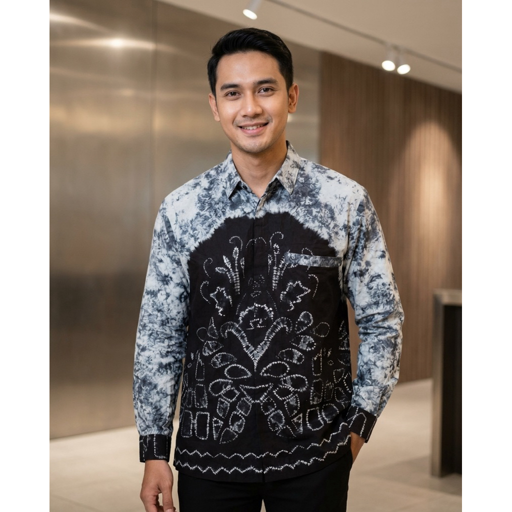 BAJU KEMEJA PRIA MOTIF SASIRANGAN KP025 [SIZE XXL LD 120]